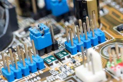 Close up of Electronic Circuits in Technology on  Mainboard Stock-Fotos
