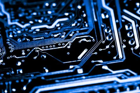 Close up of Electronic Circuits in Technology on  Mainboard Stock Photos