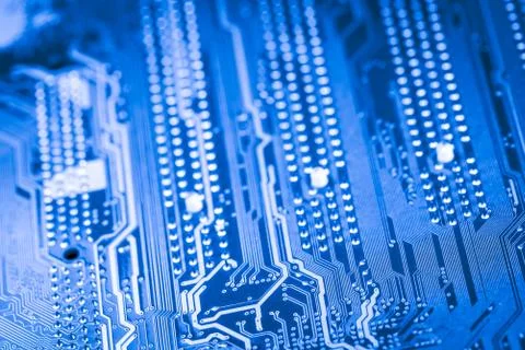 Close up of Electronic Circuits in Technology on  Mainboard 스톡 사진