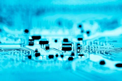 Close up of Electronic Circuits in Technology on  Mainboard 스톡 사진