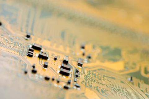 Close up of Electronic Circuits in Technology on  Mainboard 스톡 사진