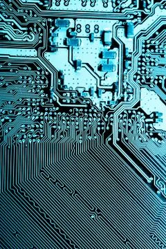 Close up of Electronic Circuits in Technology on  Mainboard 스톡 사진