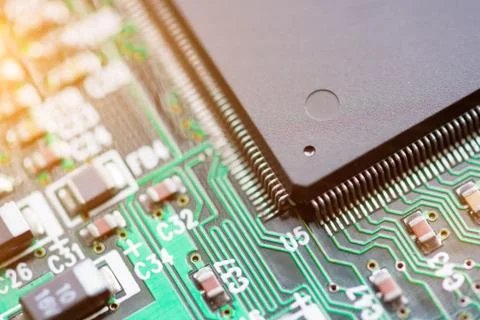Close up of Electronic Circuits in Technology on  Mainboard Stock-Fotos