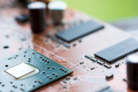 Close up of Electronic Circuits in Technology on  Mainboard Stock Photos