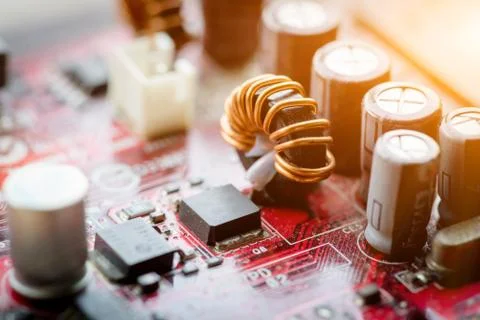 Close up of Electronic Circuits in Technology on  Mainboard Stock Photos