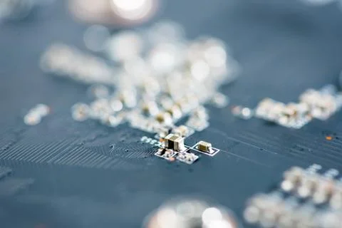 Close up of Electronic Circuits in Technology on  Mainboard 스톡 사진