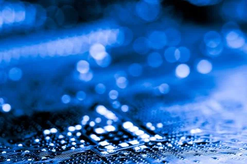 Close up of Electronic Circuits in Technology on  Mainboard Stockfoto's