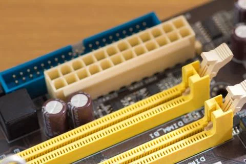 Close up of Electronic Circuits in Technology on  Mainboard Stockfoto's