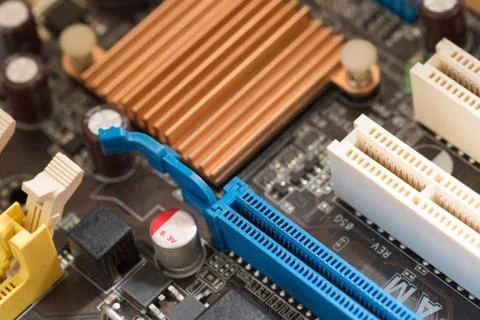 Close up of Electronic Circuits in Technology on  Mainboard 스톡 사진