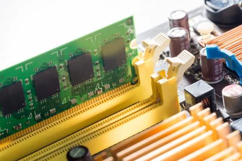 Close up of Electronic Circuits in Technology on  Mainboard 스톡 사진