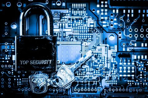 Close up of Electronic Circuits in Technology on  Mainboard Stockfoto's