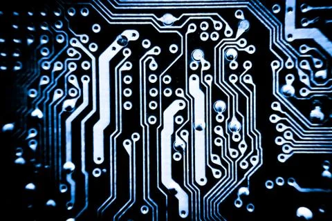 Close up of Electronic Circuits in Technology on  Mainboard 스톡 사진