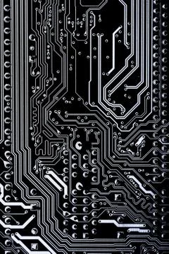 Close up of Electronic Circuits in Technology on  Mainboard 库存照片