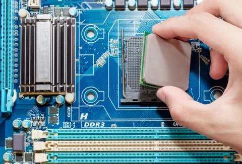 Close up of Electronic Circuits in Technology on  Mainboard Stockfoto's