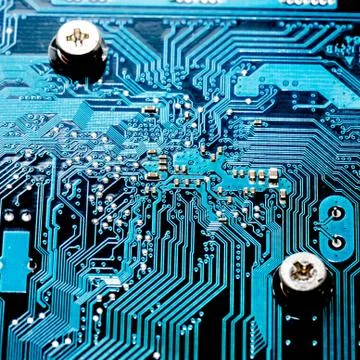 Close up of Electronic Circuits in Technology on  Mainboard 스톡 사진