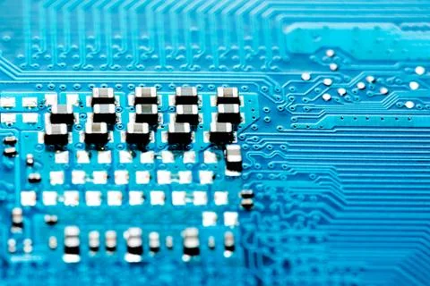 Close up of Electronic Circuits in Technology on  Mainboard 库存照片