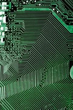 Close up of Electronic Circuits in Technology on  Mainboard 库存照片