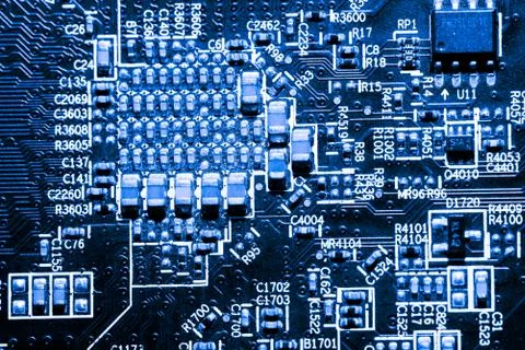 Close up of Electronic Circuits in Technology on  Mainboard 写真素材