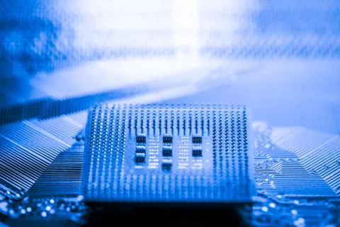 Close up of Electronic Circuits in Technology on  Mainboard 스톡 사진