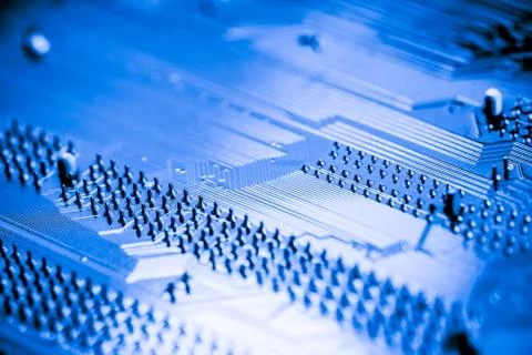 Close up of Electronic Circuits in Technology on  Mainboard 스톡 사진