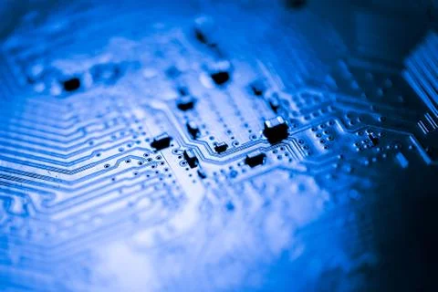 Close up of Electronic Circuits in Technology on  Mainboard Stock Photos