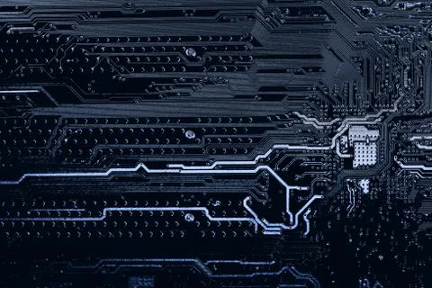 Close up of Electronic Circuits in Technology on  Mainboard 库存照片