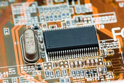 Close up of Electronic Circuits in Technology on  Mainboard Photos