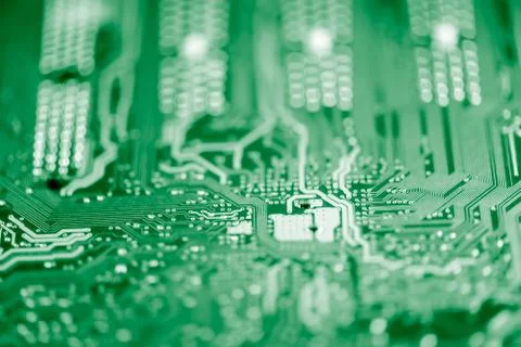 Close up of Electronic Circuits in Technology on  Mainboard Stockfoto's