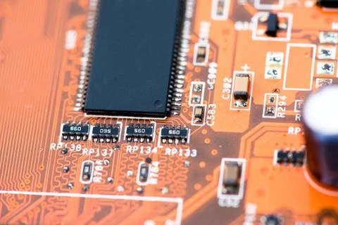 Close up of Electronic Circuits in Technology on  Mainboard Фото