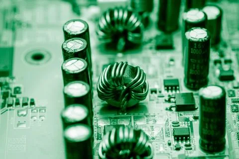 Close up of Electronic Circuits in Technology on  Mainboard Stockfoto's