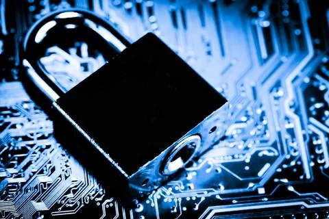 Close up of Electronic Circuits in Technology on  Mainboard 库存照片