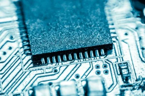 Close up of Electronic Circuits in Technology on  Mainboard Stockfoto's