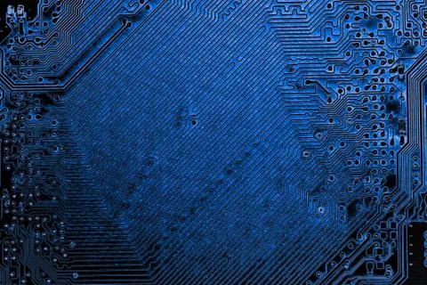 Close up of Electronic Circuits in Technology on  Mainboard Foto stock