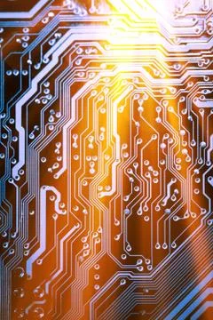 Close up of Electronic Circuits in Technology on  Mainboard Stockfoto's