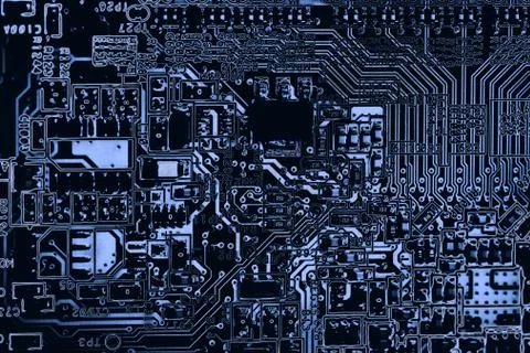 Close up of Electronic Circuits in Technology on  Mainboard 스톡 사진
