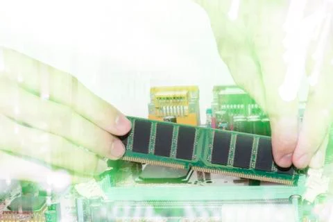 Close up of Electronic Circuits in Technology on  Mainboard Stock-Fotos