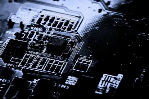 Close up of Electronic Circuits in Technology on  Mainboard 스톡 사진