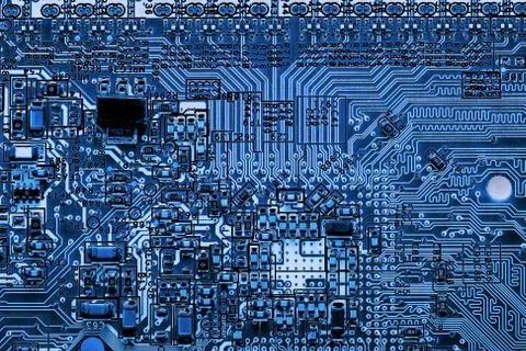 Close up of Electronic Circuits in Technology on  Mainboard Stock-Fotos