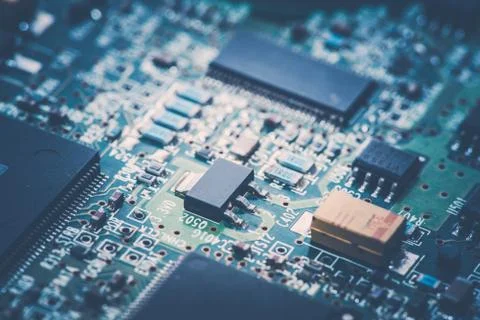 Close up of Electronic Circuits in Technology on  Mainboard Stock-Fotos