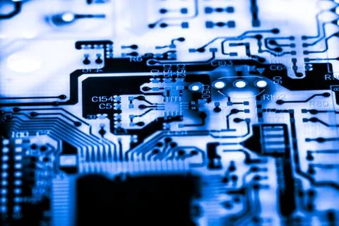 Close up of Electronic Circuits in Technology on  Mainboard Stock Photos