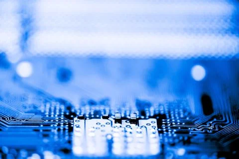 Close up of Electronic Circuits in Technology on  Mainboard 스톡 사진