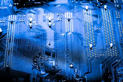 Close up of Electronic Circuits in Technology on  Mainboard Stock Photos