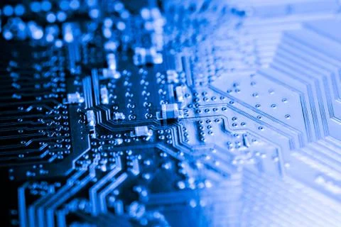 Close up of Electronic Circuits in Technology on  Mainboard 스톡 사진