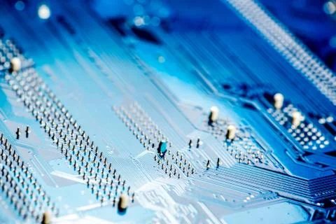 Close up of Electronic Circuits in Technology on  Mainboard Photos