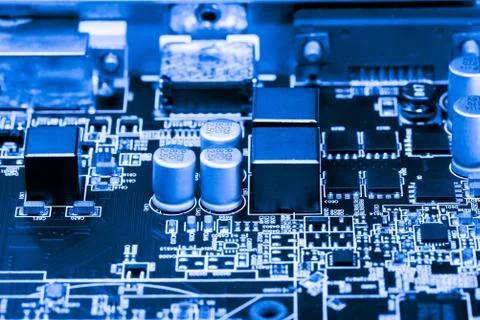 Close up of Electronic Circuits in Technology on  Mainboard Stock Photos