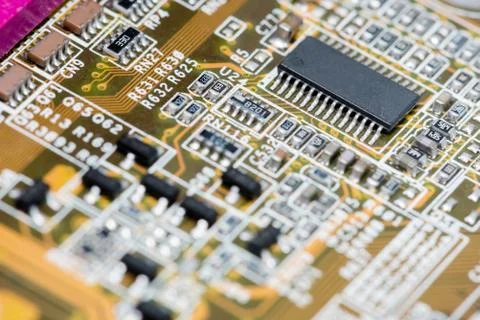 Close up of Electronic Circuits in Technology on  Mainboard Stock Photos