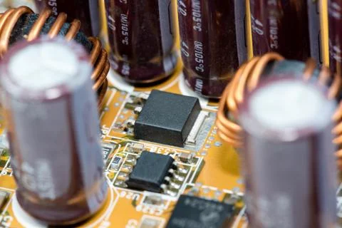 Close up of Electronic Circuits in Technology on  Mainboard Stock-Fotos