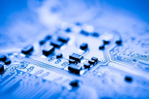 Close up of Electronic Circuits in Technology on  Mainboard 写真素材