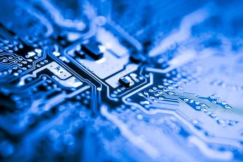 Close up of Electronic Circuits in Technology on  Mainboard 스톡 사진