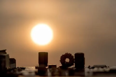 Close up of Electronic Circuits in Technology on  Mainboard 스톡 사진